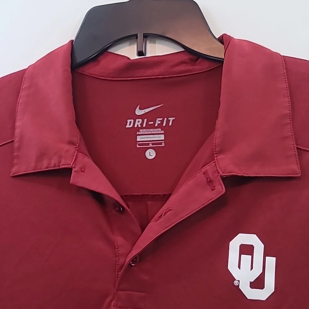 NIKE DRI-FIT Men's Oklahoma Sooners Maroon Polo Golf Shirt -‎ Size Large